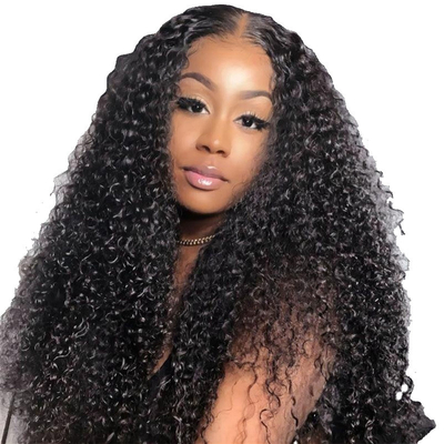 HD Suíça renda Frente mongol peruano 13x4 Afro Kinky cabelo encaracolado Peruca de cabelo humano com cabelo de bebê