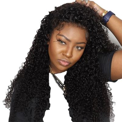 HD Suíça renda Frente mongol peruano 13x4 Afro Kinky cabelo encaracolado Peruca de cabelo humano com cabelo de bebê