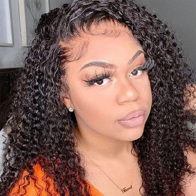 HD Suíça renda Frente mongol peruano 13x4 Afro Kinky cabelo encaracolado Peruca de cabelo humano com cabelo de bebê