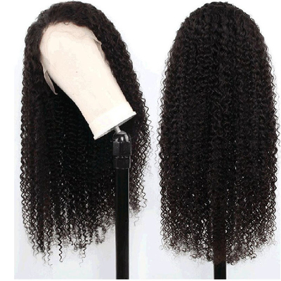 HD Suíça renda Frente mongol peruano 13x4 Afro Kinky cabelo encaracolado Peruca de cabelo humano com cabelo de bebê