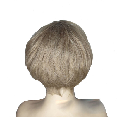6' de comprimento, curto, sem cola, de corte de fadas natural, peruca brasileira, cabelo humano, perucas para mulheres brancas.