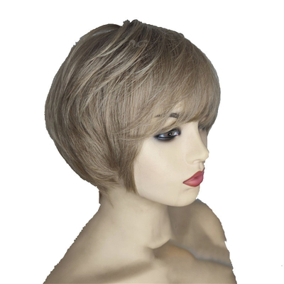 6' de comprimento, curto, sem cola, de corte de fadas natural, peruca brasileira, cabelo humano, perucas para mulheres brancas.