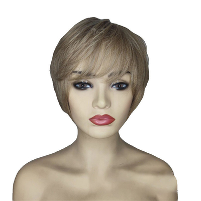 6' de comprimento, curto, sem cola, de corte de fadas natural, peruca brasileira, cabelo humano, perucas para mulheres brancas.