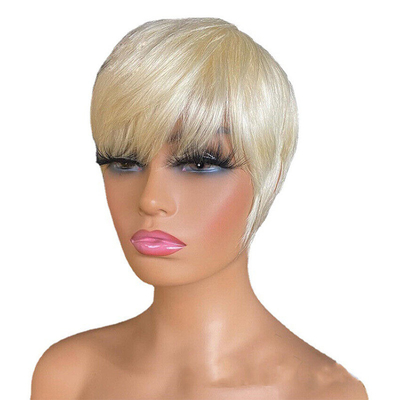 250g-450g Cabeleira humana natural sem cola Cabelo de fada cortado em ossos curtos Perucas retas para mulheres brancas