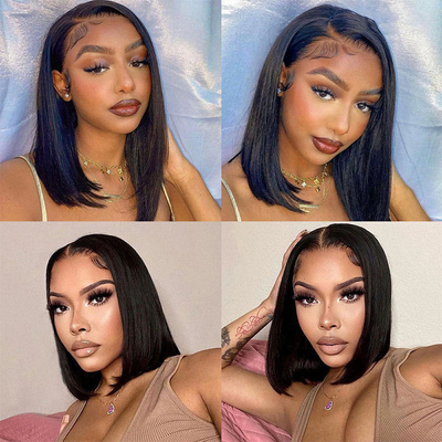 14 polegadas Full HD renda frontal cabelo humano sem cola perucas 360 Full renda frontal peruca cabelo humano