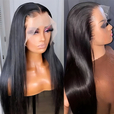 Full HD renda frontal cabelo humano frontal perucas pré-plucked com material base de renda suíça