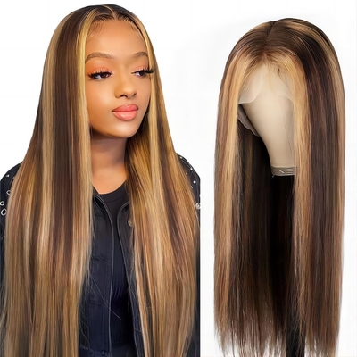 Full HD renda frontal cabelo humano frontal perucas pré-plucked com material base de renda suíça