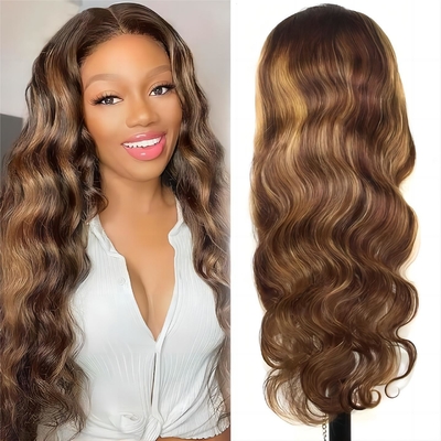 Full HD renda frontal cabelo humano frontal perucas pré-plucked com material base de renda suíça
