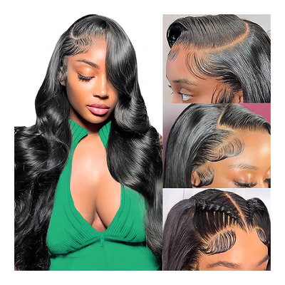 Cabelo Virgem Peruca frontal com aberturas de renda suíça e cabelo indiano bruto