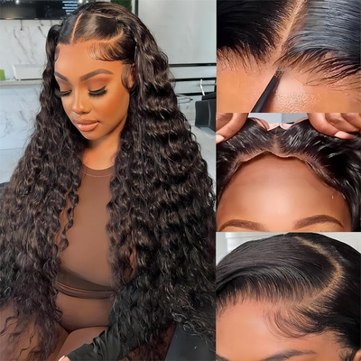 30 polegadas de água onda profunda corpo onda 4x4 Hd transparente renda frontal cabelo humano bruto peruca para mulheres negras