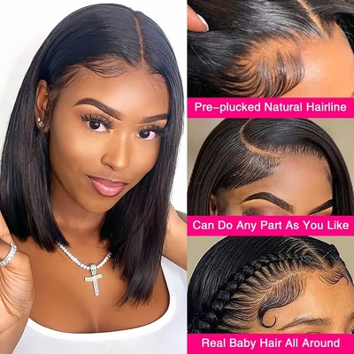 Cabelo Brasileiro Curto Bob Transparente Bob Perucas Hd renda Frente Cabelo Humano Perucas 8-14 polegadas