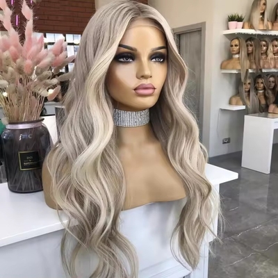 Cabelo Europeu Cabelo Humano Perucas com Frontal 180% Densidade HD renda Frente e corpo onda