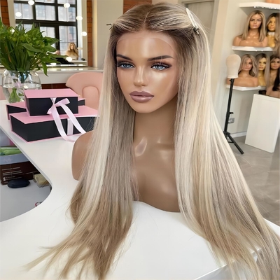 Cabelo Europeu Cabelo Humano Perucas com Frontal 180% Densidade HD renda Frente e corpo onda